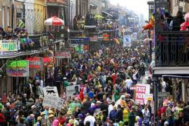 The crowd in the French Quarter celebrates Mardi Gras (photo by Nick Tann)