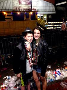 Reese after a Mardi Gras parade with a friend