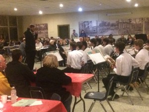 St. Paul's Jazz Band performs for a packed cafeteria following the prayer service. 