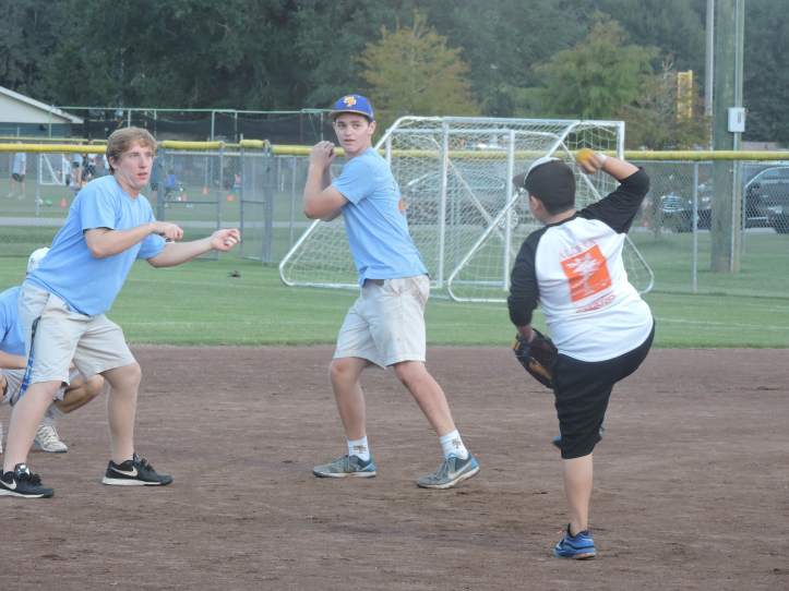 Junior William Huertin and Sophomore Curtis Zuckerman get some offensive work in with their buddy.