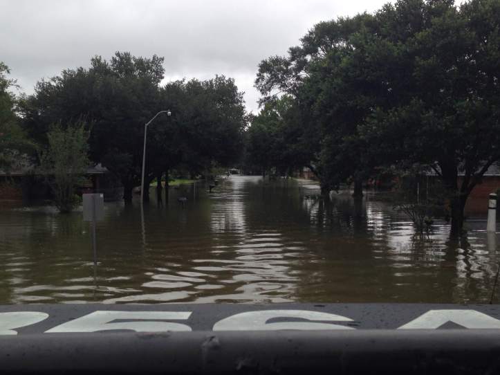 The view from a rescue vehicle offers a perspective into the flooding's scale. (Photo by Landon Chambliss)