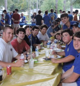 A group of seniors enjoy camaraderie and the launch of Senior Week with the annual Senior Barbeque on Aug. 14. (photo by Danielle Lavie)