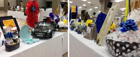 Silent auction items already line the Briggs Assembly Center in anticipation for Saturday's Jazz 'n Roll event. Individual items can be viewed on the auction site, where bidding is already open. (photos by Jake Arena)